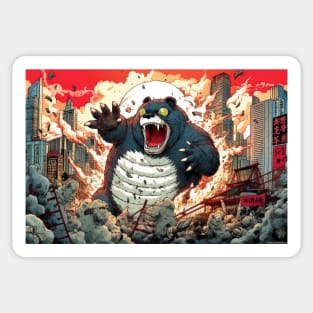 Panzilla Unleashed: A Hilarious Panda-Godzilla Mashup Wreaks Havoc in Tokyo Sticker